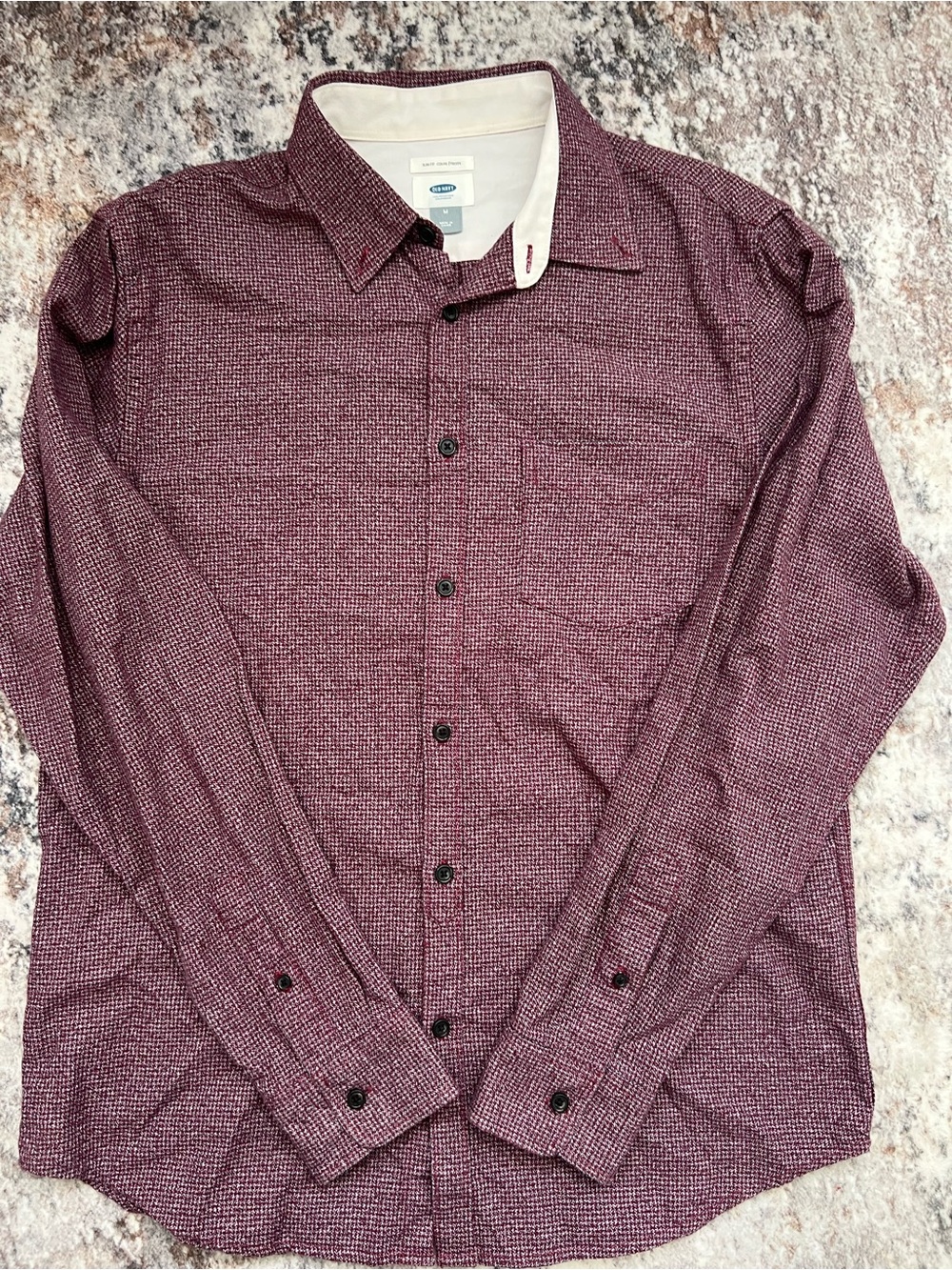 Old Navy Burgundy Microcheck Men's Dress Shirt